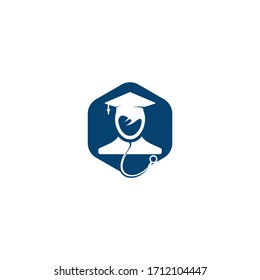 Medical School Vector Logo Design. Medical Student Icon Vector.