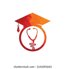 Medical School Vector Logo Design. Medical Student Icon Vector.	