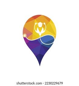 Diseño del logo vectorial de la Escuela Médica. Vector de icono del estudiante de medicina.	

