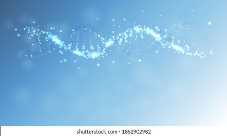 Medical Science background. 3D abstract  DNA  helix illustration. Genome futuristic Design. 