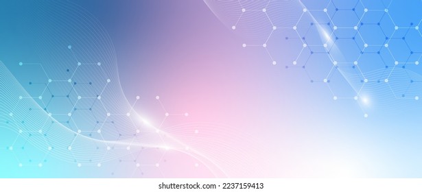 Medical and science concept background with hexagonal molecular structures. Vector illustration