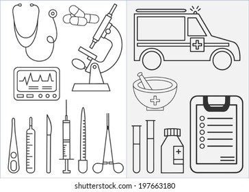 Medical science icons set, healthcare infographic elements.