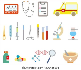 Medical science icons set, isolated on white