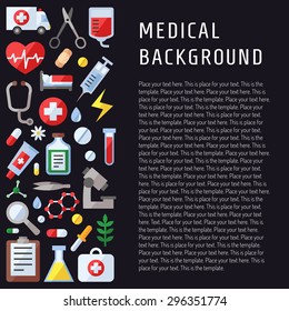 Medical and science vector background with place for your text. Template. Modern flat design.