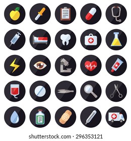Medical and science vector icons set. Modern flat design.