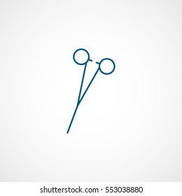 Medical Scissors Blue Line Icon On White Background