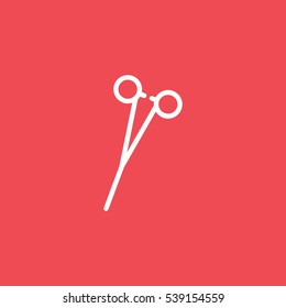 Medical Scissors Flat Icon On Red Background