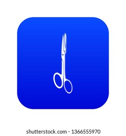 Medical scissors icon blue vector isolated on white background