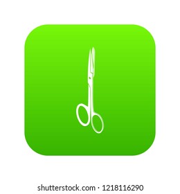 Medical scissors icon green vector isolated on white background