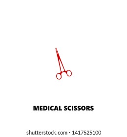 medical scissors icon. medical scissors vector design. sign design. red color