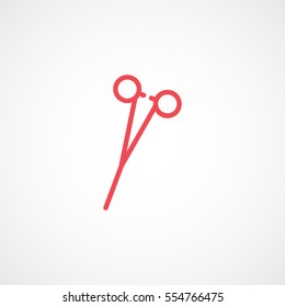 Medical Scissors Red Flat Icon On White Background