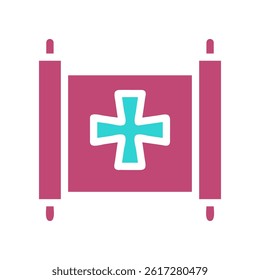 Medical Scroll Sign Flat Vector Illustration
