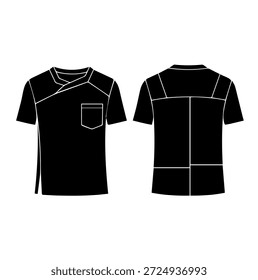 Silueta plana médica del diseño de la parte superior del exfoliante con el cuello asimétrico y el bolsillo del pecho, Plantilla uniforme del Profesional para los trabajadores de la salud