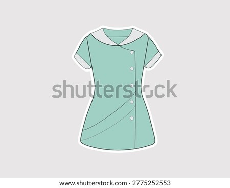 Medical scrub tunic vector sticker. Professional nurse or dentist uniform icon for healthcare career sites, medical clinics, and professional attire catalogs