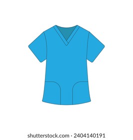 Medical Scrub vector illustration.  Personal protective equipment. Uniform for doctor, nurse. Medical PPE concept. Healthcare uniform on white background.