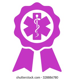 Medical Seal vector icon. Style is flat symbol, violet color, rounded angles, white background.