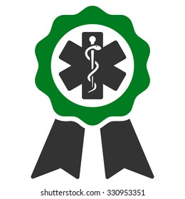 Medical Seal vector icon. Style is bicolor flat symbol, green and gray colors, rounded angles, white background.