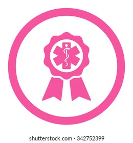 Medical Seal vector icon. Style is flat rounded symbol, pink color, rounded angles, white background.