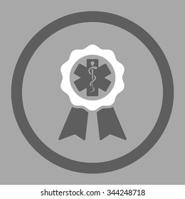 Medical Seal vector icon. Style is bicolor flat rounded symbol, dark gray and white colors, rounded angles, silver background.
