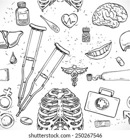 Medical seamless background doodle vector