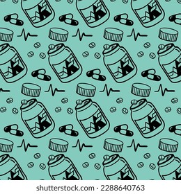 Patrón sin fisuras médicas, ilustración vectorial clínica. Iconos de la línea delgada del hospital - termómetro, chequeo, diagnóstico, microscopio, estetoscopio. Cuidar la presentación del negocio de texturas repetidas.