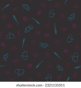 Medical seamless pattern, clinic vector illustration background. Healthcare wallpaper. Cute repeated texture business presentation.