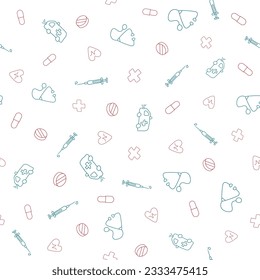 Patrón médico sin fisuras, fondo de la ilustración del vector clínico. Papel mural de la salud. Cuidar la presentación del negocio de texturas repetidas.
