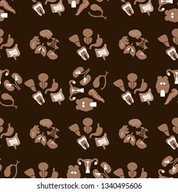 Medical Seamless pattern. Flat icons of the human organs.