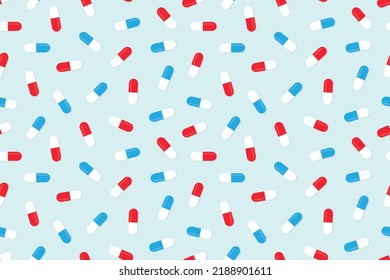 medical seamless pattern with pills capsules- vector illustration
