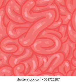Medical seamless vector pattern with internal organs of the human brain. It looks like worms.
