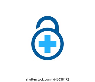 Medical Security Lock Icon Logo Design Element