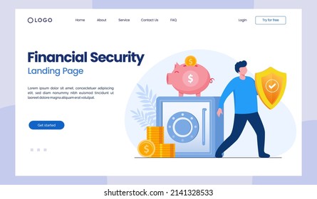 Medical security, secured payment, banking, investment, invest website illustration vector landing page
