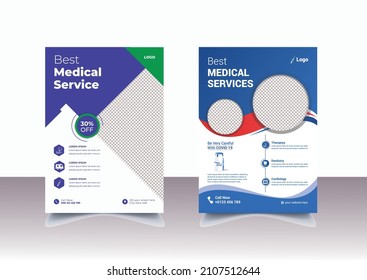 Medical Service Flyer, Healthcare Medical Flyer, Modern Medical Flyer, Vaccine Flyer Template Design Suitable For Brochure Cover Or Medical Poster.