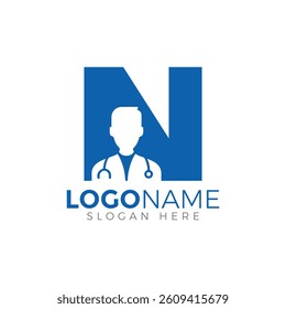Medical Service Letter N Logo Design Vector