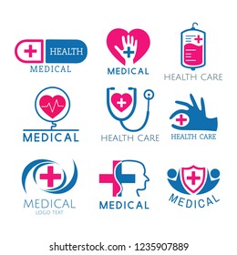 Conjunto de vectores de logotipos de servicio médico