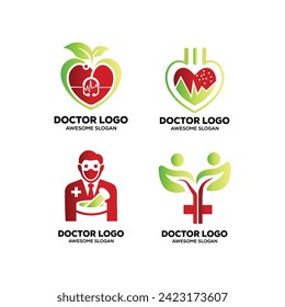  Logos für den medizinischen Dienst, Vektorset für farbiges Symbol für das Design von Elementen mit mehreren Variationen