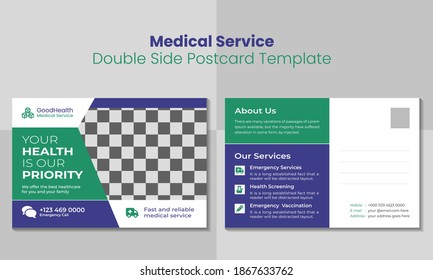 Medical Service Postcard Template Design.