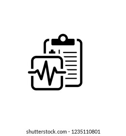 Medical Services and Health Care Flat Icon Design. Clipboard with Cardiogram