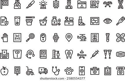 Medical services icons High-Quality Vector Icons Collection with Editable Stroke. Ideal for Professional and Creative Projects