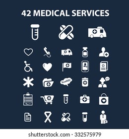 medical services illustrations, icons, signs, concept vector set for web, infographics