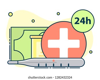 medical set, the concept of high cost of drugs and corruption