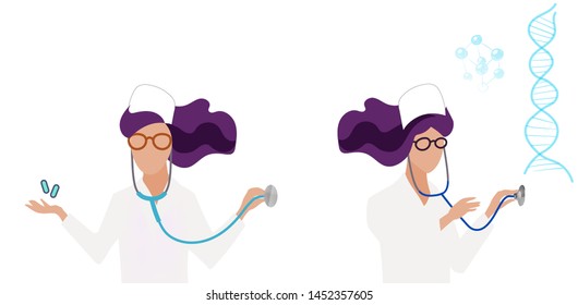 medical set doctor pills treatment vector illustration flat