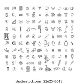 medical set doodle icons doodle icon, vector illustration