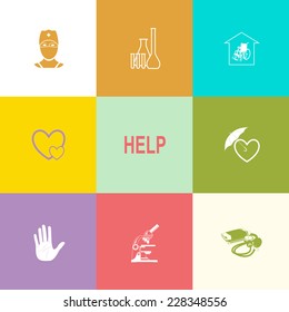 Medical set. Flat color vector icons.