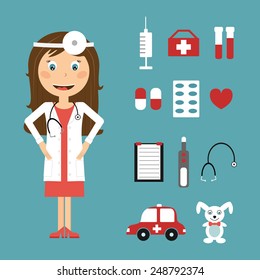 Medical set in flat design