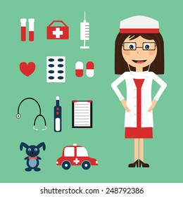 Medical set in flat design