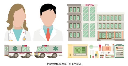 Medical set. Flat design.
