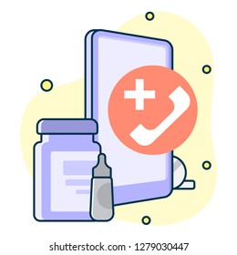 medical set, online doctor concept, home help call