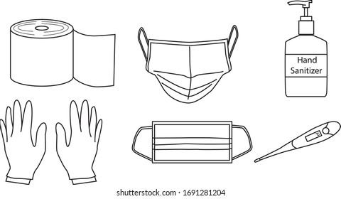 Medical set. Outline set of medical objects vector icons for web design isolated on white background