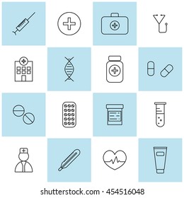 Medical set outline vector icon illustration